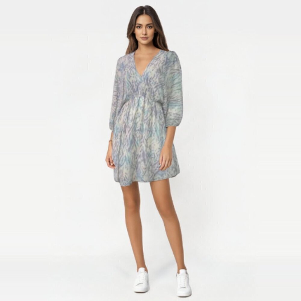 Tyche Casual Mini Dress  Plunge 3/4 Sleeves